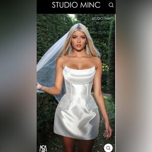 Sugar Pearl-Embellished White Mini Dress